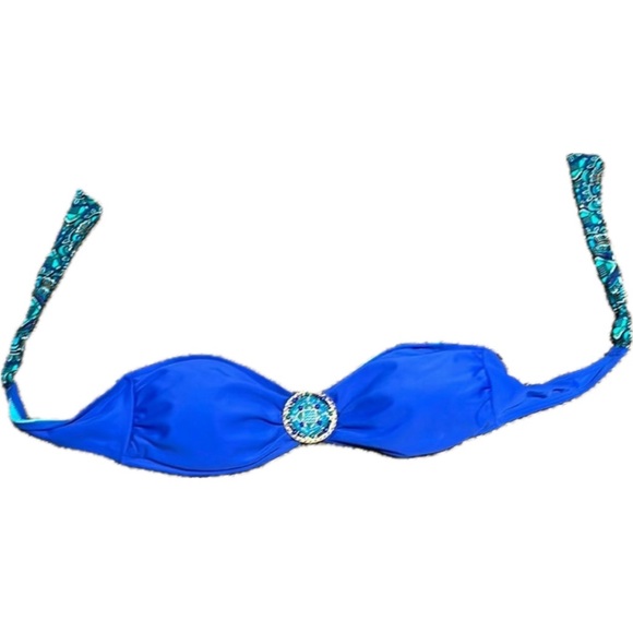 Xhilaration Other - Xhilaration Blue/Green/Gold Bandeau Bikini Top with Beading